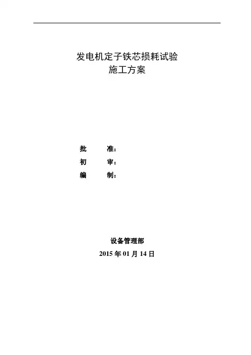 发电机定子铁芯损耗试验方案讲解
