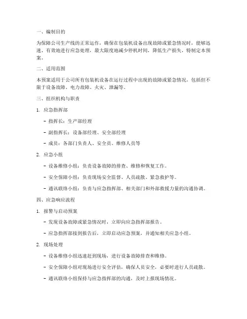 包装机设备的应急预案