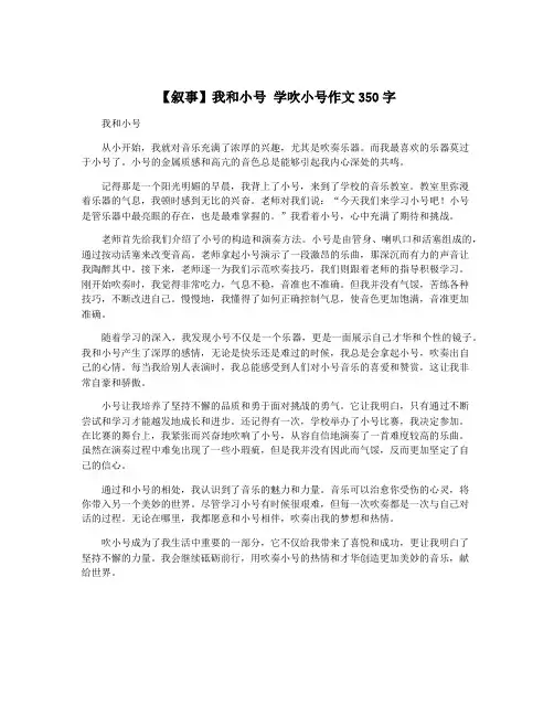 【叙事】我和小号 学吹小号作文350字