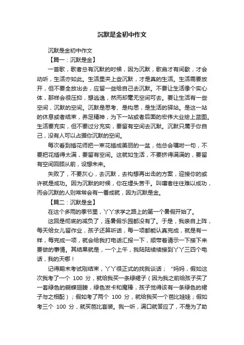 沉默是金初中作文