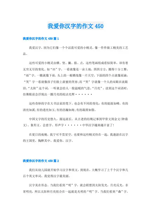 我爱你汉字的作文450