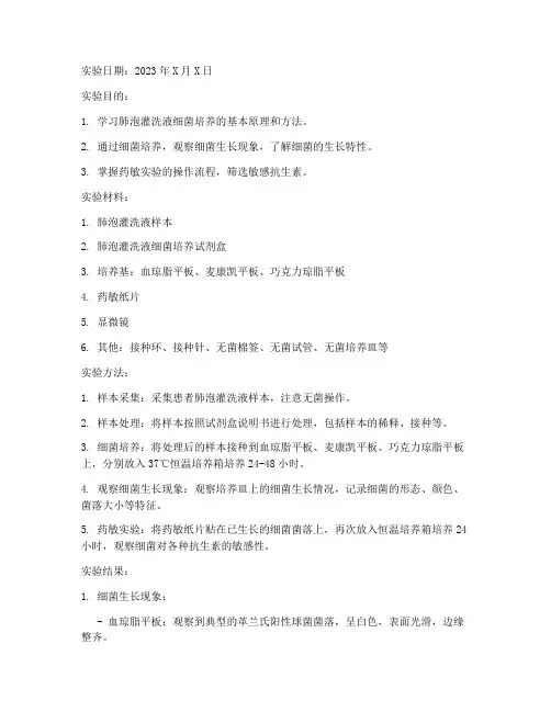 肺泡细菌培养实验报告