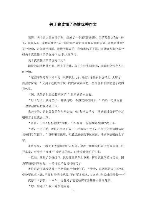 关于我读懂了亲情优秀作文