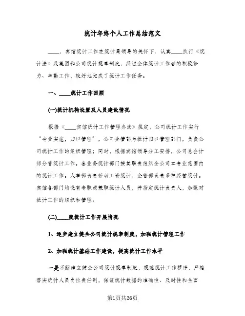 统计年终个人工作总结范文(9篇)