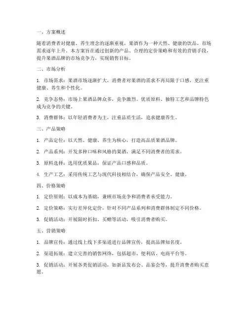 泡制果酒销售方案