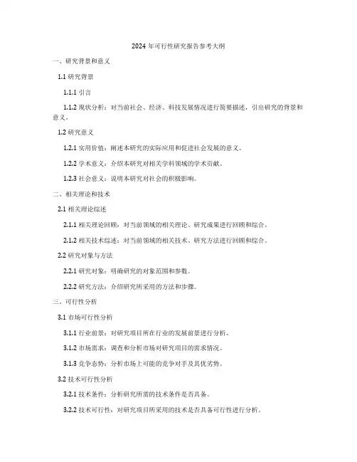 2024年可行性研究报告参考大纲