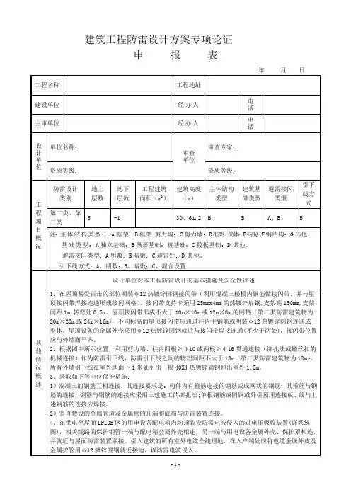 防雷专项论证申报表