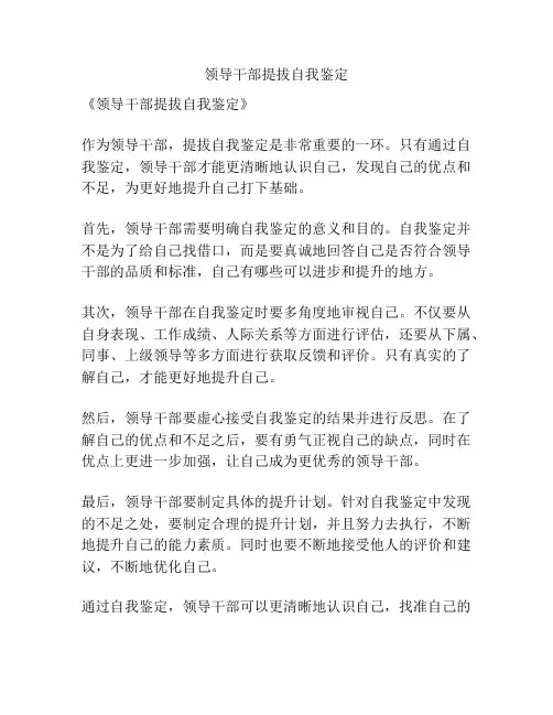领导干部提拔自我鉴定