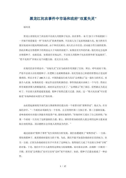 政府失灵案例