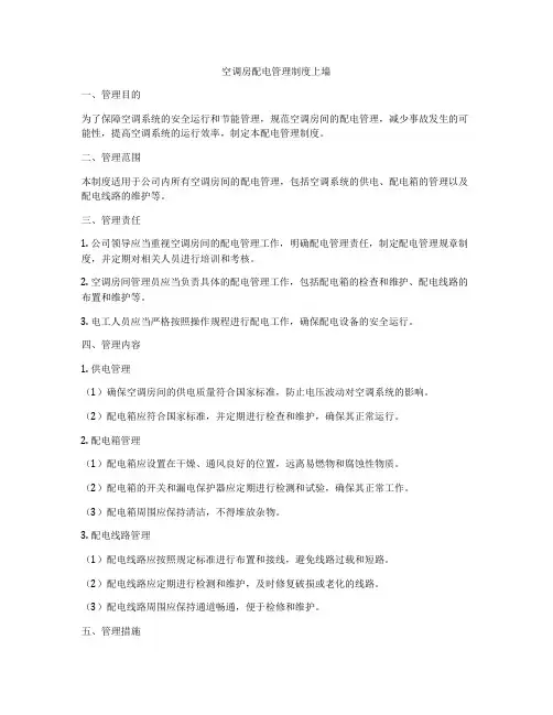 空调房配电管理制度上墙