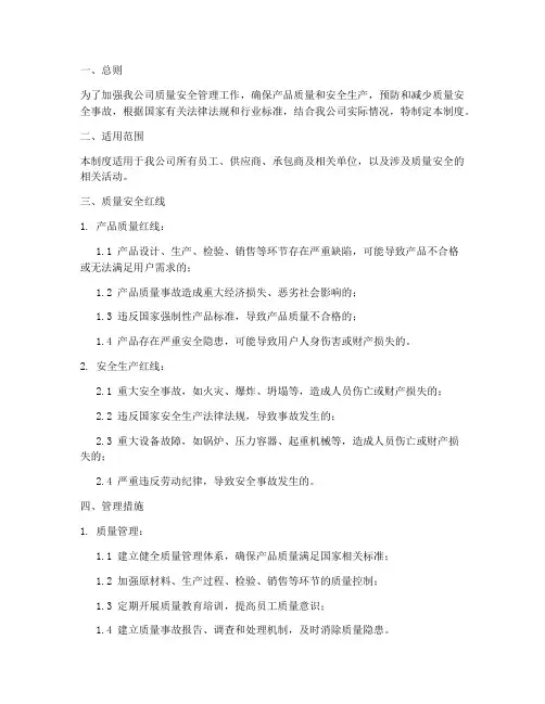 质量安全红线管理制度