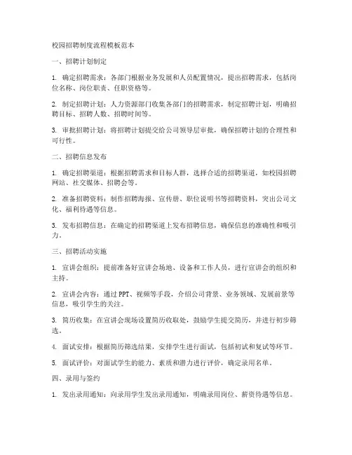 校园招聘制度流程模板范本