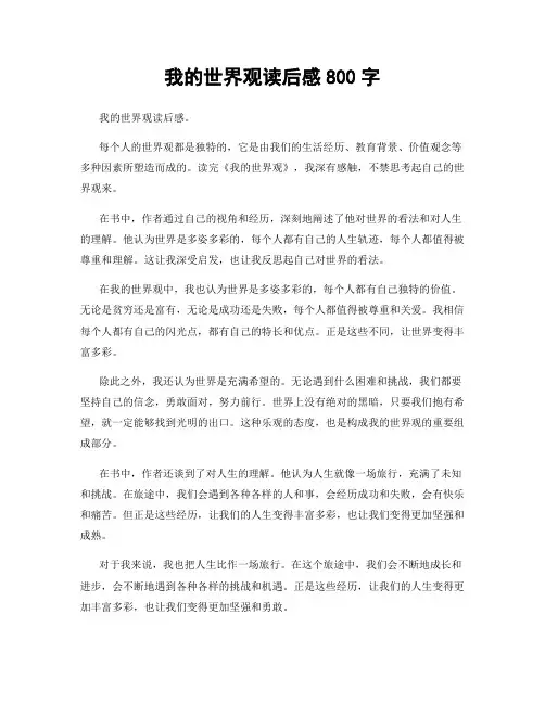 我的世界观读后感800字