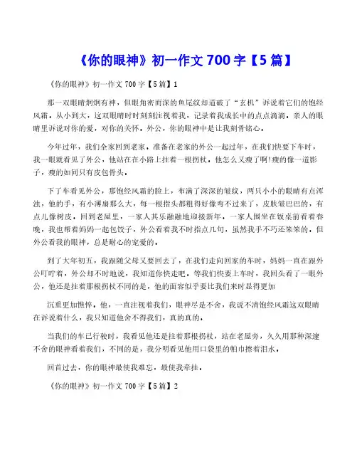 《你的眼神》初一作文700字【5篇】