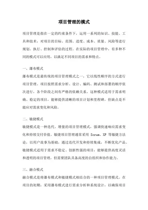 项目管理的模式