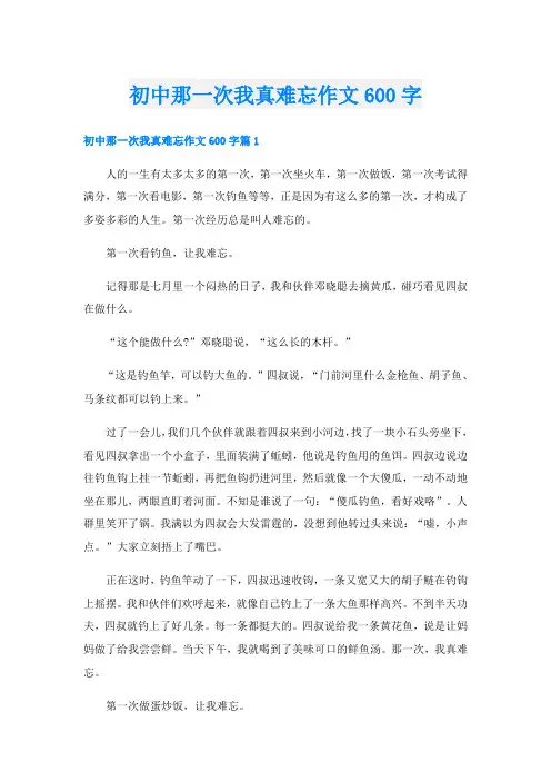 初中那一次我真难忘作文600字