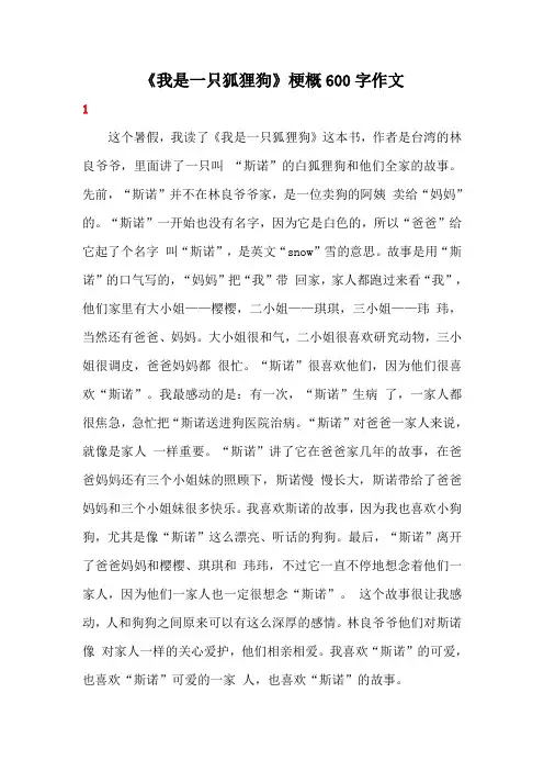 《我是一只狐狸狗》梗概600字作文