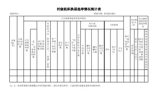 村级组织换届选举情况统计表 (2)