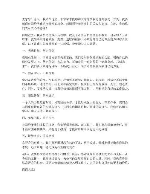 职级晋升个人发言稿范文