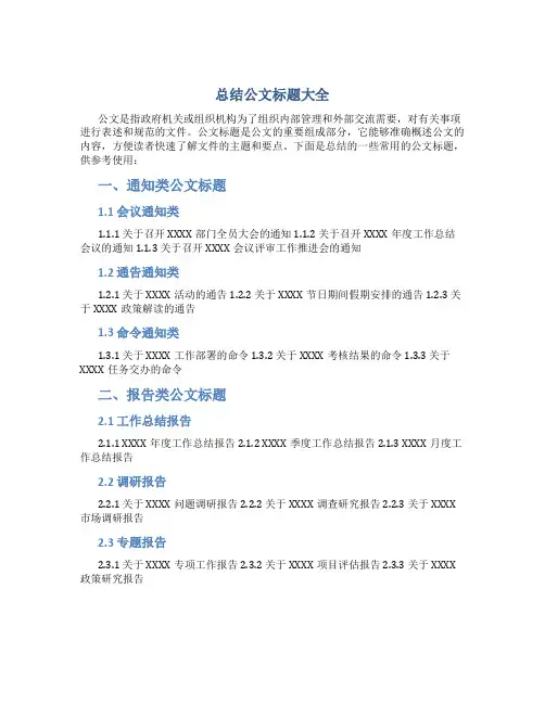 总结公文标题大全