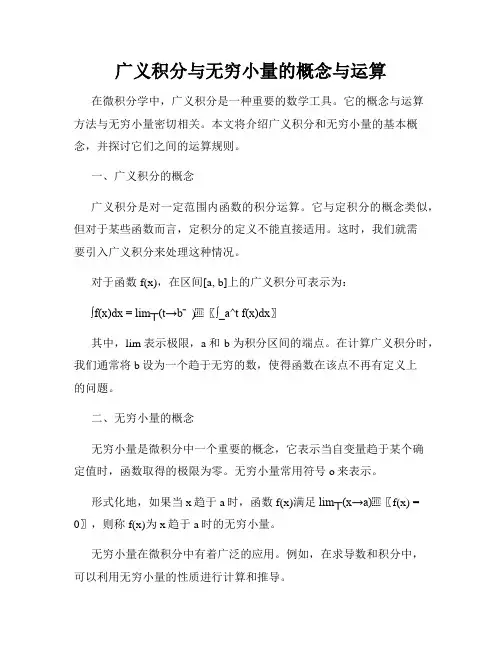 广义积分与无穷小量的概念与运算