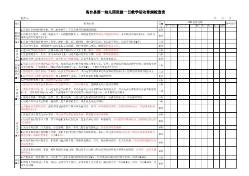 幼儿园班级一日教学常规检查记录表
