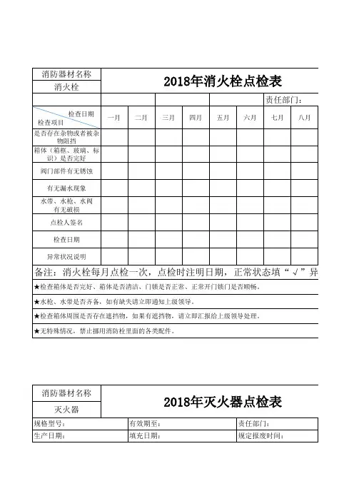 消火栓点检表