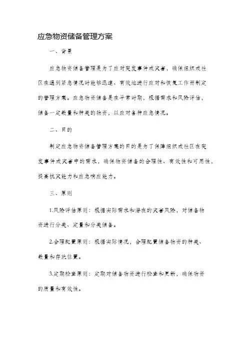 应急物资储备管理方案
