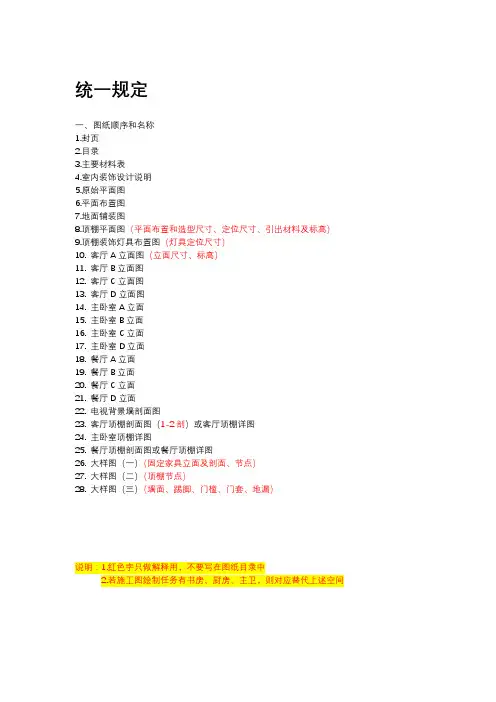 CAD 施工图目录、设计说明模板
