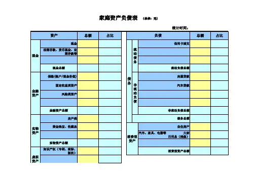 家庭资产负债表损益表(调整版)