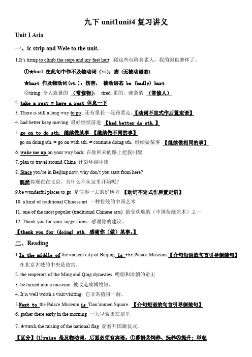 期末复习讲义牛津译林版英语九年级下册