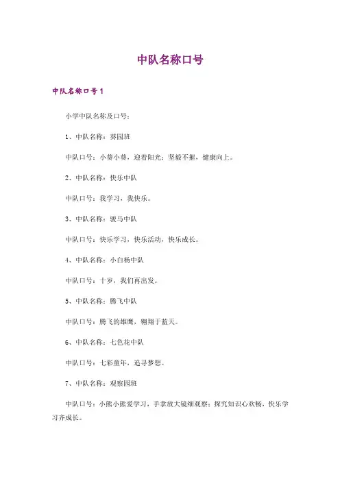 中队名称口号