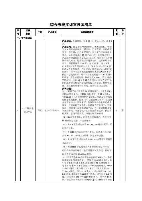综合布线实训室设备清单
