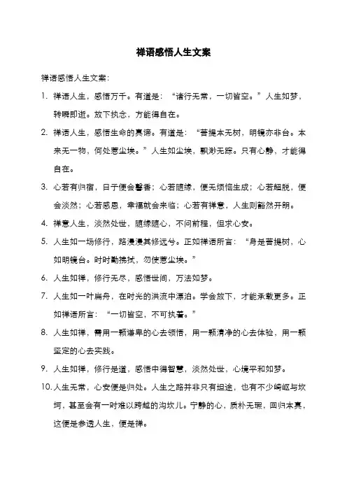 禅语感悟人生文案