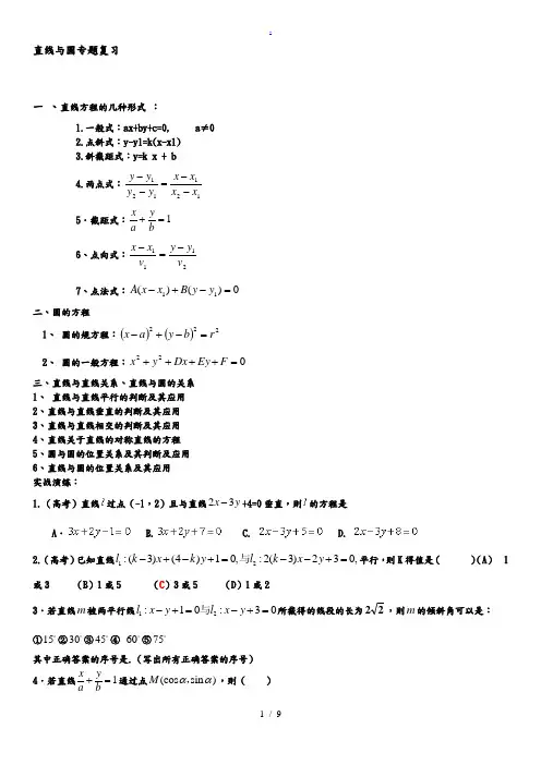 直线与方程高考题