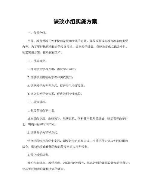 课改小组实施方案