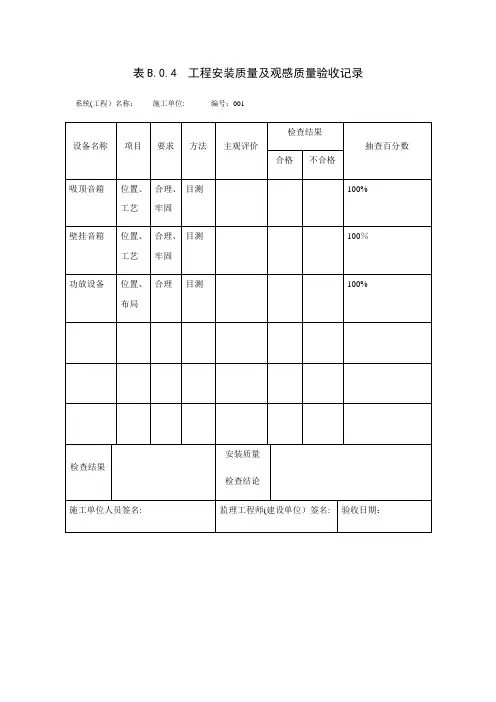 工程安装质量观感质量验收记录