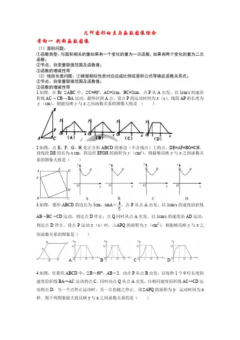 2023年九年级中考数学复习++几何图形动点与函数图像综合讲义