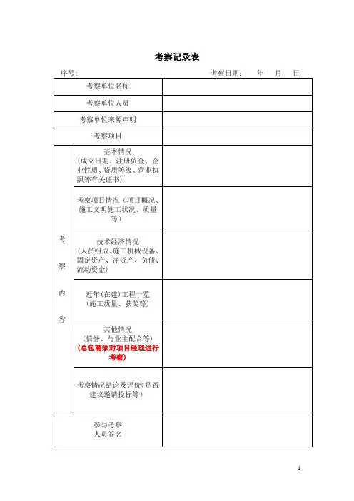 招标考察记录表
