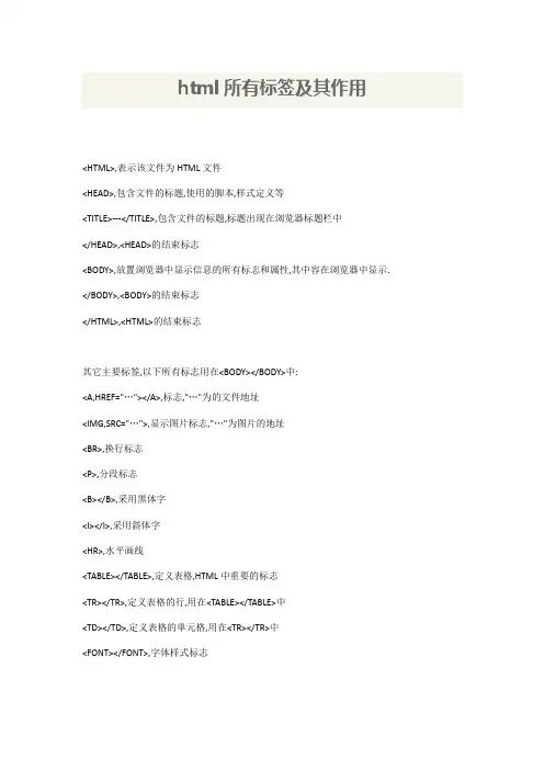 html所有标签和作用