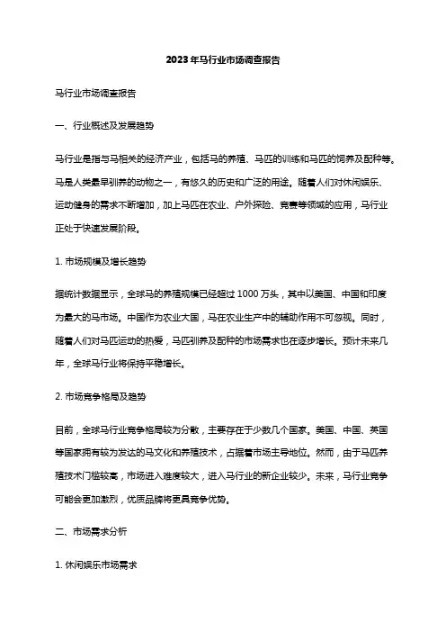 2023年马行业市场调查报告