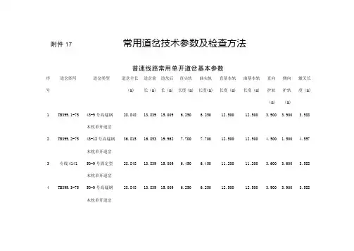 常用道岔技术参数及检查方法(1)