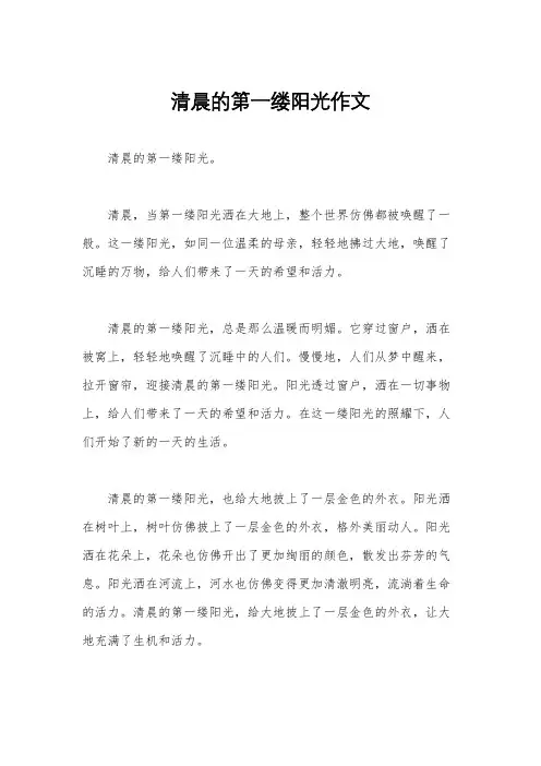 清晨的第一缕阳光作文