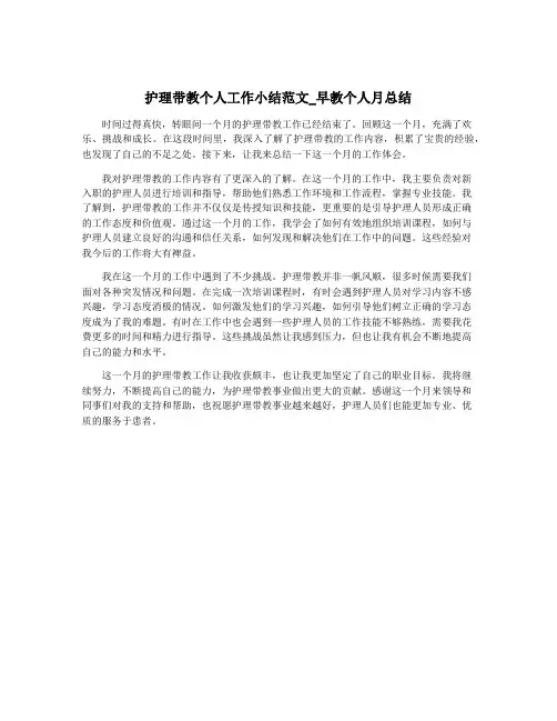 护理带教个人工作小结范文_早教个人月总结