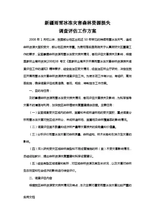 疆雨雪冰冻灾害森林资源损失调查评估工作方案WORD文档
