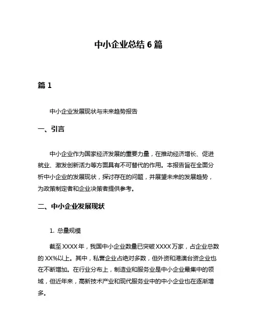 中小企业总结6篇