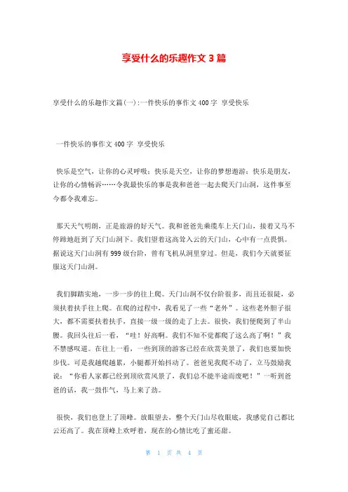 享受什么的乐趣作文3篇