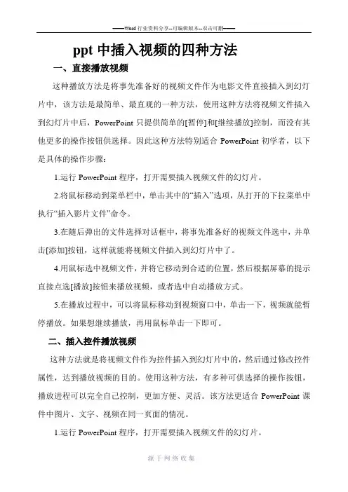 ppt中插入视频的四种方法