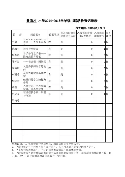 全员读书活动表册