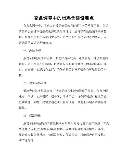 家禽饲养中的蛋鸡舍建设要点